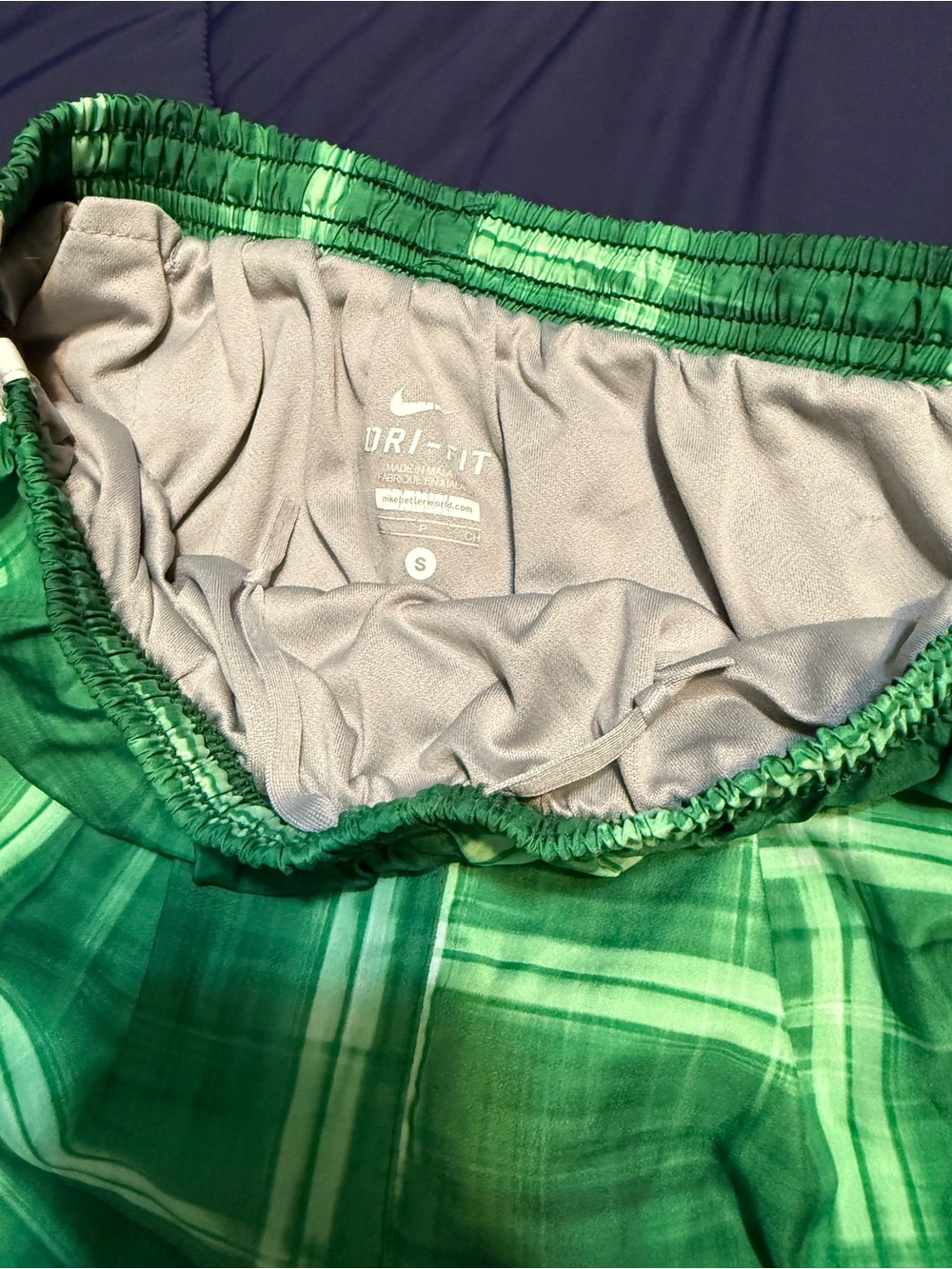 Nike Dri-FIT Athletic Running Shorts - Green, Blue, Light Blue - Picture 2 of 5